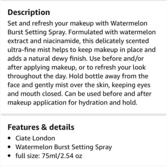 CIATÉ London Watermelon Burst Setting Spray NWT - Picture 5 of 10